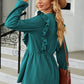 Ruffled Round Neck Balloon Sleeve Blouse