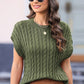 Cable-Knit Round Neck Cap Sleeve Sweater