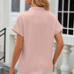 Notched Short Sleeve Blouse