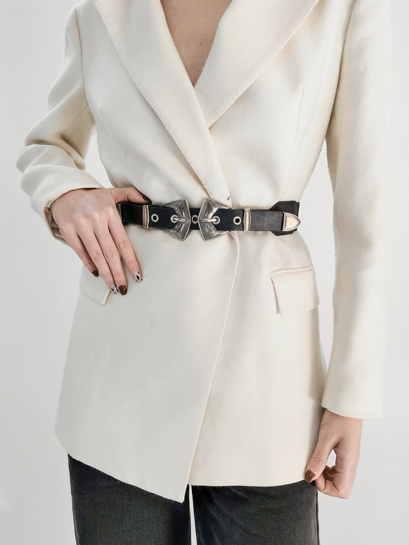 Jessica Anne Beauty Double Buckle PU Leather Belt