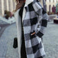 Adrien Planet Black Full Size Plaid Open Front Coat with Pockets