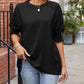 Full Size Round Neck Smocked Lantern Sleeve Blouse