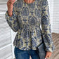 Smocked Printed Balloon Sleeve Blouse