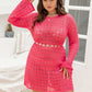 Plus Size Openwork Round Neck Mini Dress