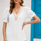 Eyelet V-Neck Short Sleeve T-Shirt