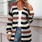 Full Size Striped Long Sleeve Openwork Cardigan