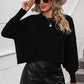 Round Neck Dropped Shoulder Pullover Sweater