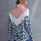 Leopard Color Block Drawstring Sweatshirt