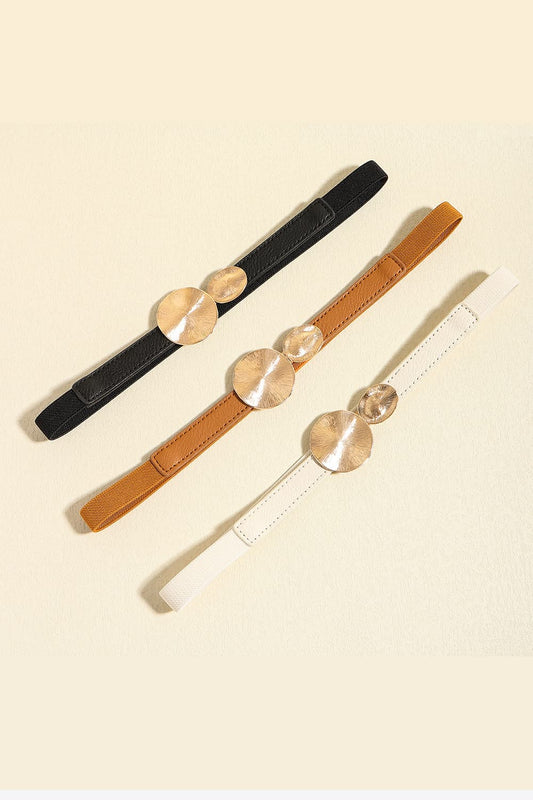 Black, Caramel, or Ivory One Size PU Leather Belt