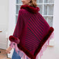 Contrasting Beauty One Size Striped Fringe Hem Poncho