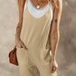 Pocketed Spaghetti Strap Wide Leg Jumpsuit