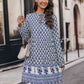 Printed Tie Neck Long Sleeve Dress