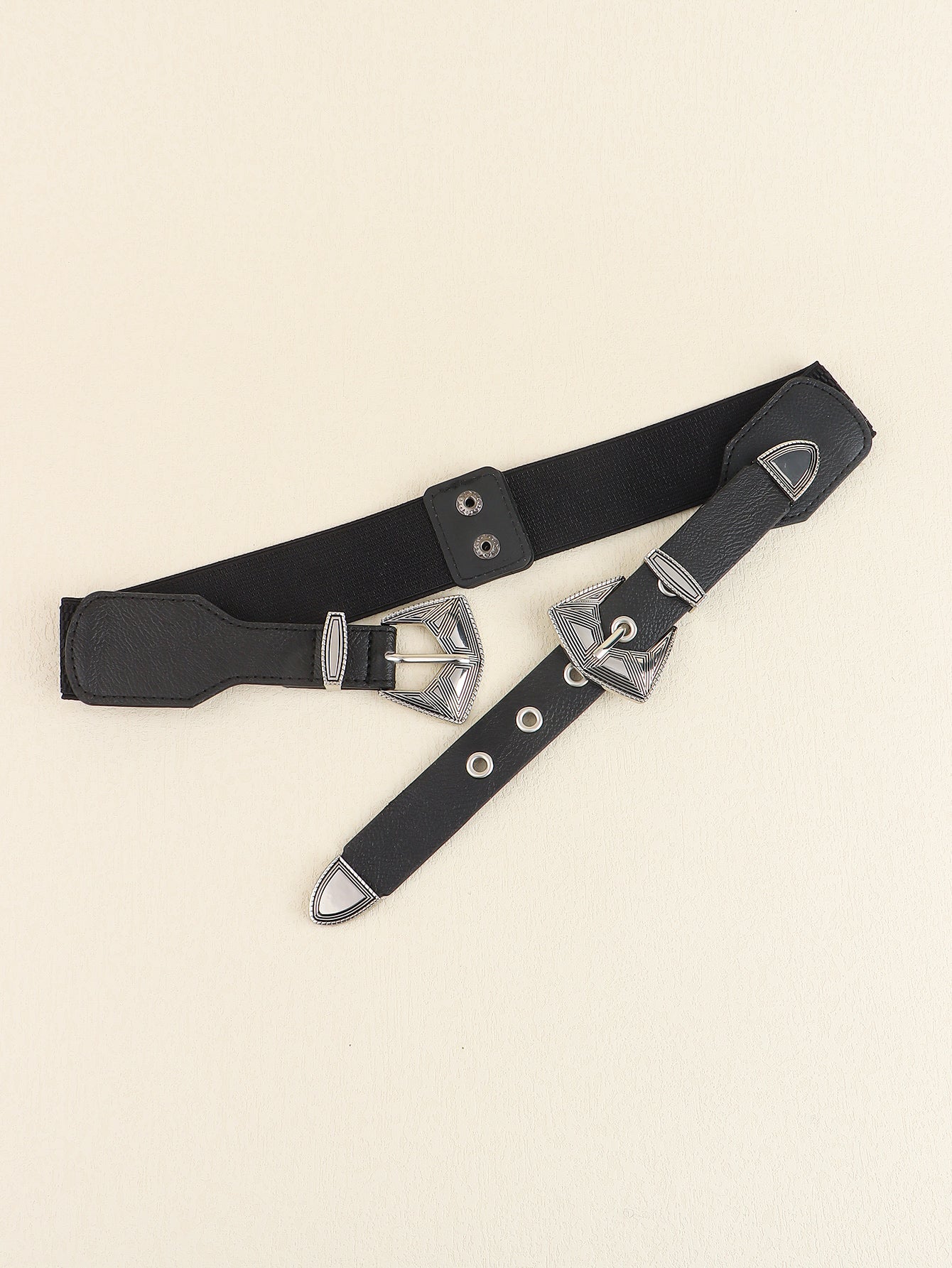 Jessica Anne Beauty Double Buckle PU Leather Belt