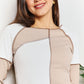 Double Take Khaki Color Block Exposed Seam Top