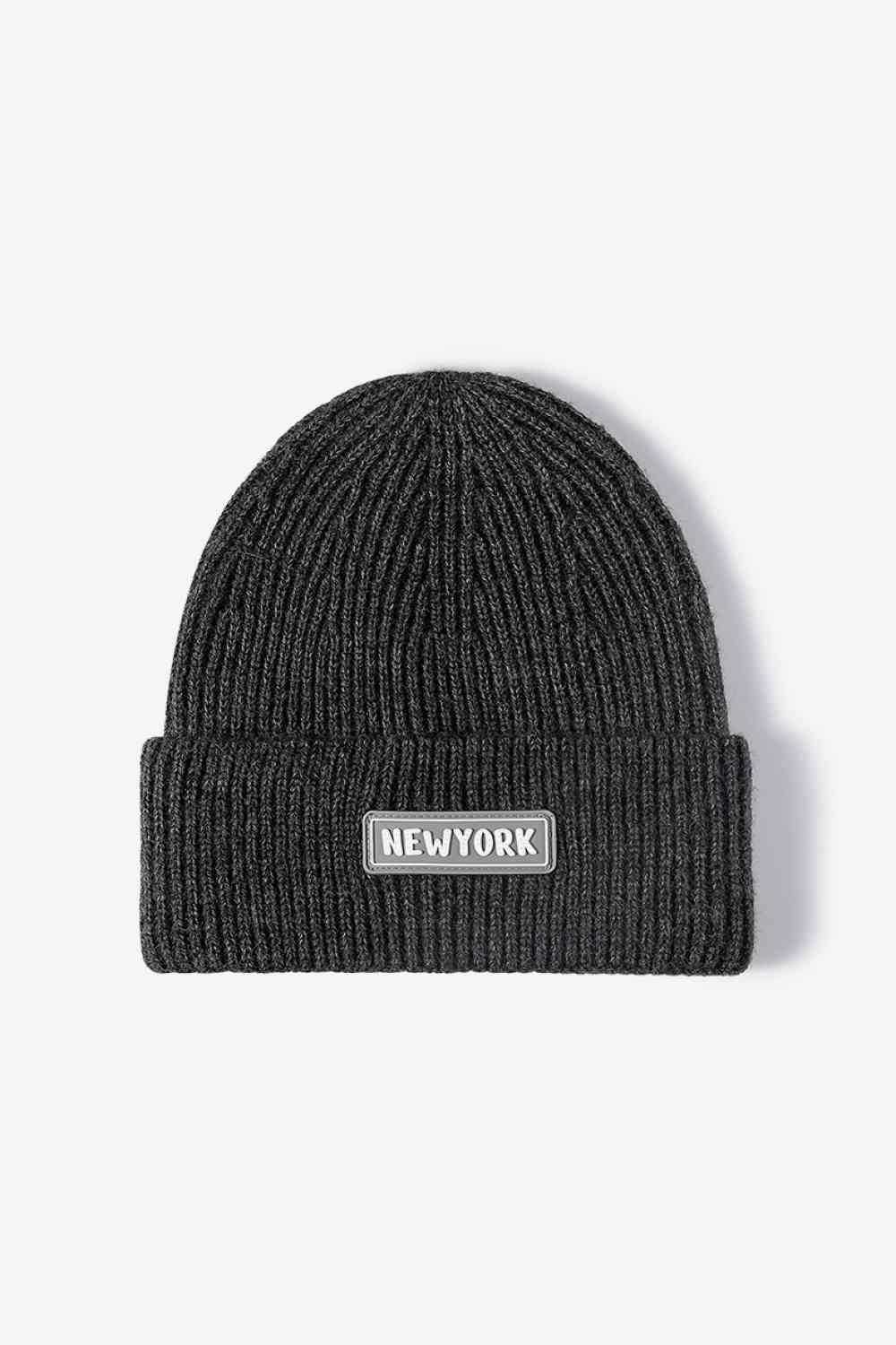 BeanieHatz NEW YORK Patch Rib-Knit Cuffed Beanie