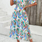 Larissa Bea Smocked Printed V-Neck Short Sleeve Dress