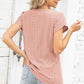 Eyelet Notched Petal Sleeve Blouse