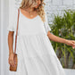 SO BOHO Full Size V-Neck Flounce Sleeve Tiered Dress