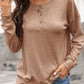 Quarter Button Dropped Shoulder Blouse