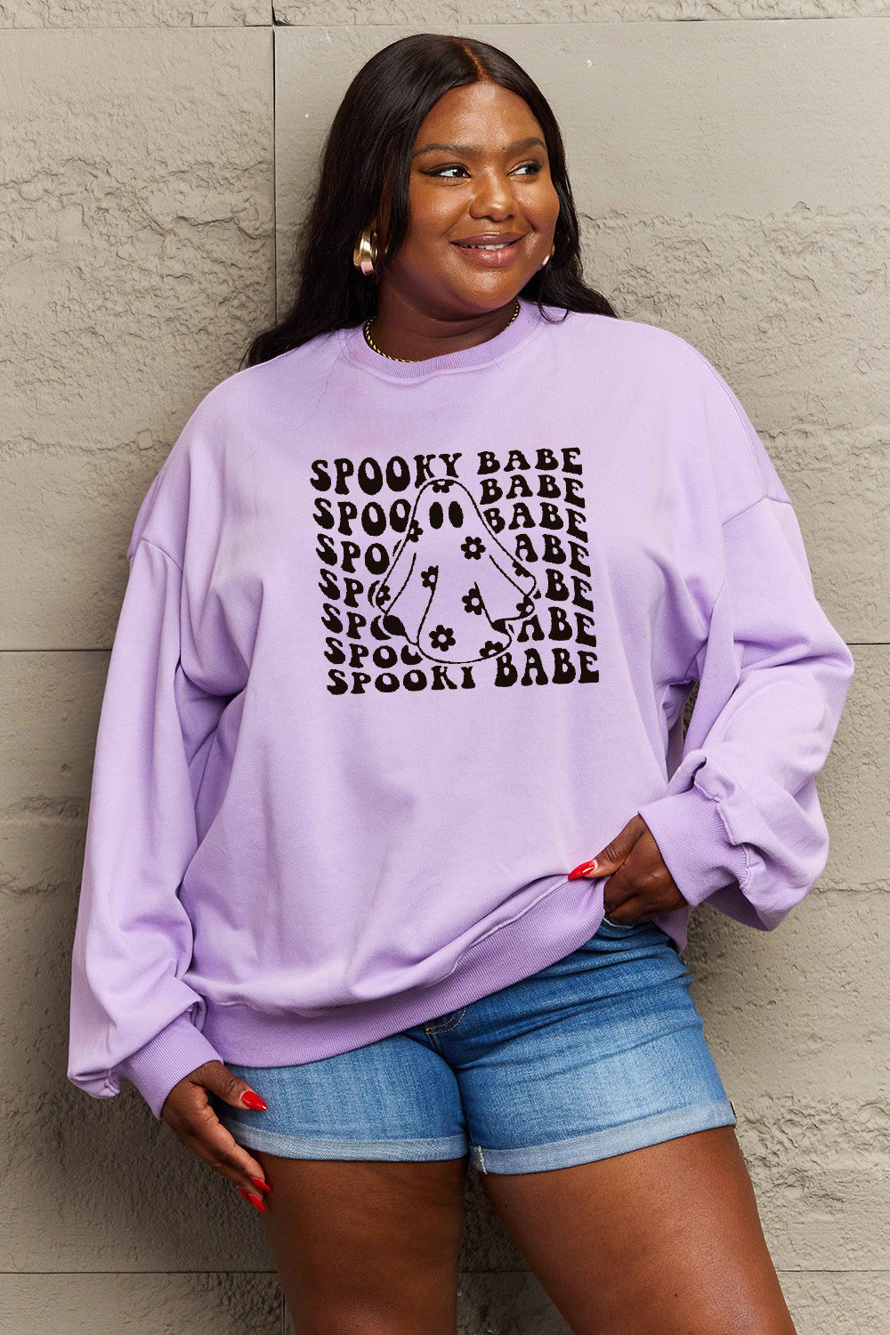 Simply Love Full Size SPOOKY BABE Graphic HALLOWEEN Sweatshirt