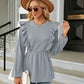 Round Neck Ruffled Peplum Blouse
