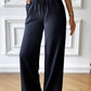Drawstring Wide Leg Pants with Pocketed