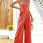 Double Crazy Spaghetti Strap Wide Leg Jumpsuit with Pockets