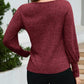 Ribbed Round Neck Lantern Sleeve Knit Top