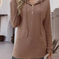 Half Button Up Drawstring Hoodie