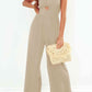 BeautifyJumpers Smocked Spaghetti Strap Wide Leg Jumpsuit