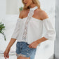Crochet Halter Neck Cold-Shoulder Blouse
