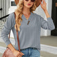 Decorative Button V-Neck Long Sleeve T-Shirt