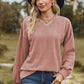 Textured V-Neck Dropped Shoulder T-Shirt