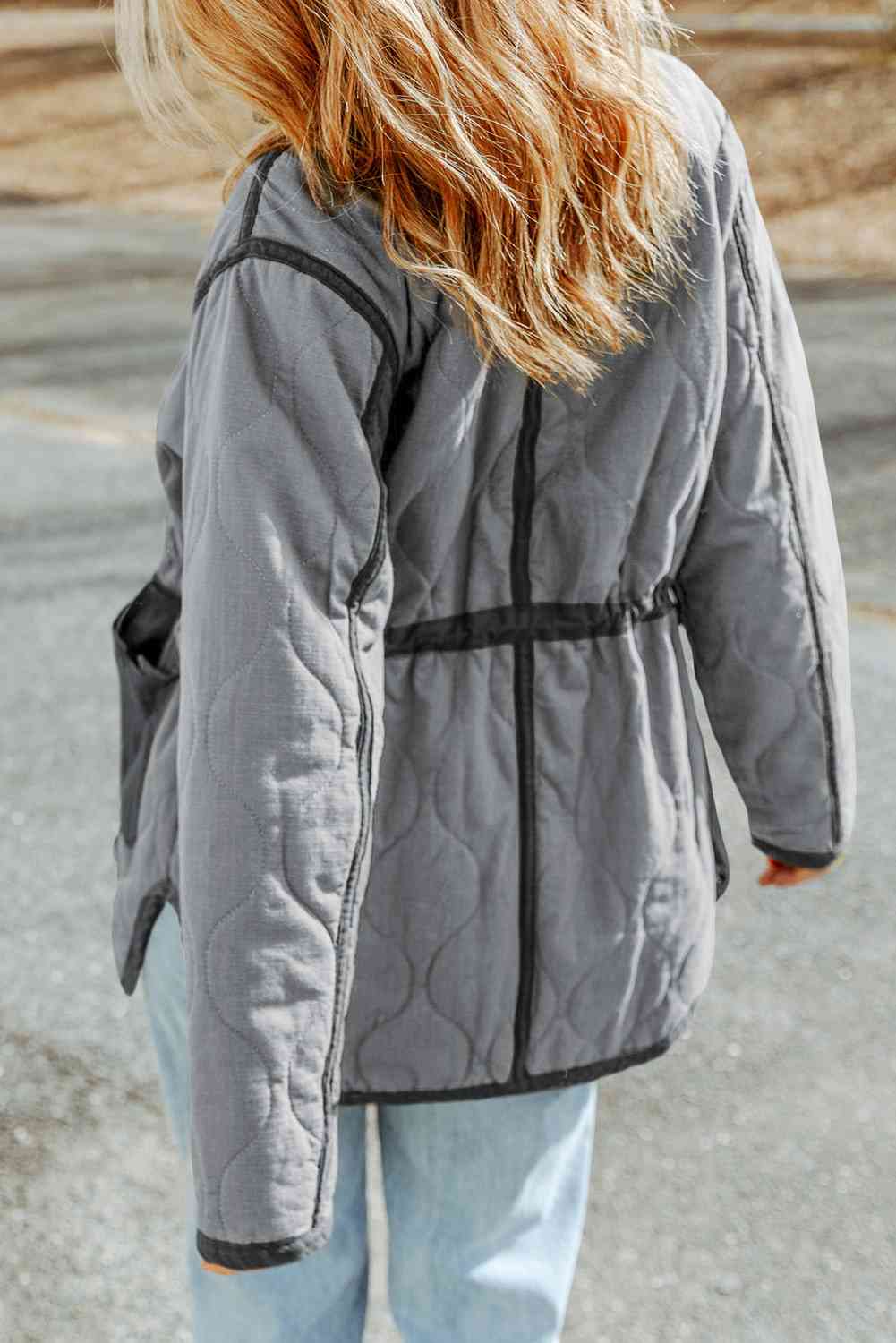 Full Size Drawstring Waist Zip-Up Jacket