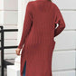 Full Size Open Front Slit Cardigan with Pockets