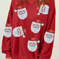 Christmas Themed Sequin Santa Patch Round Neck Sweatshirt