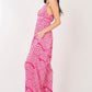 VERY J Printed Pleated Sleeveless Wide Leg Jumpsuit