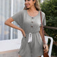 Amia Alora Decorative Button Round Neck Short Sleeve Romper