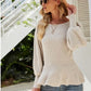 Ribbed Round Neck Lantern Sleeve Sweater