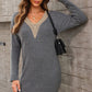 Women's Candida V-Neck Long Sleeve Mini Sweater Dress