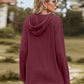 Full Size Cable-Knit Hooded Blouse