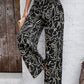 Smocked Printed Wide Leg Pants with Pockets