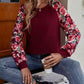 Floral Raglan Sleeve Round Neck Sweatshirt