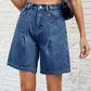 High Waist Denim Shorts with Pockets