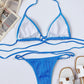BOLDONE Halter Neck Crisscross Ribbed Bikini Set