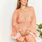 Double Take Printed Flare Sleeve Surplice Romper