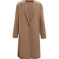 Collared Neck Button Up Long Sleeve Camel Brown Coat