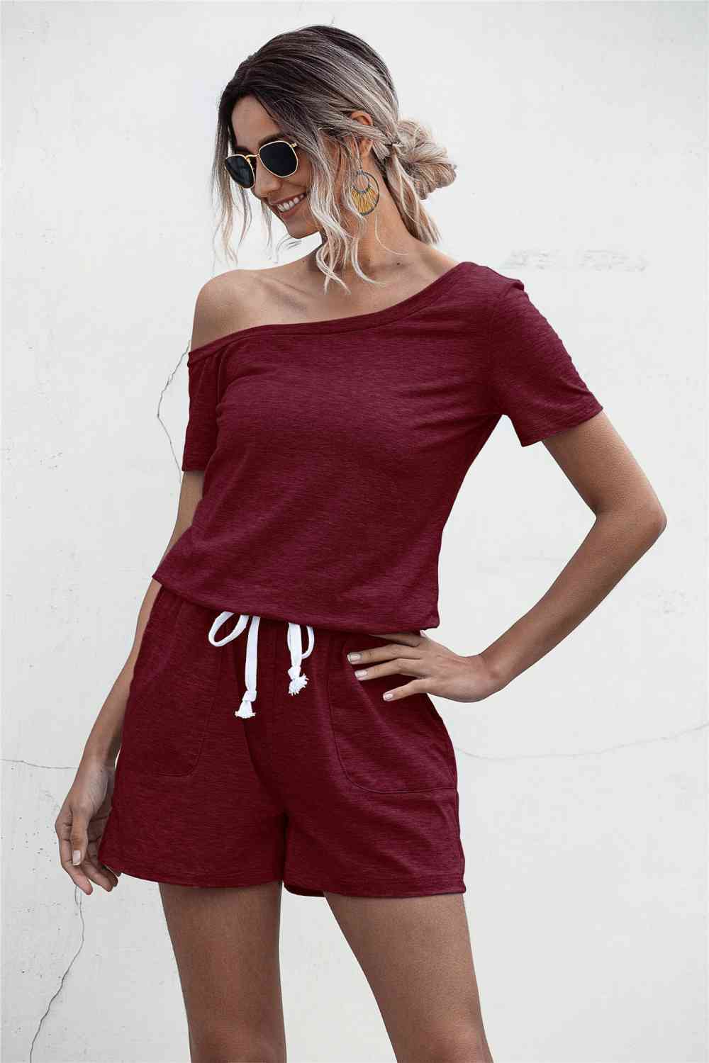 SavannahJayJumpers One Shoulder Tie Waist Romper