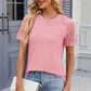 Openwork Round Neck Short Sleeve T-Shirt