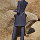 Slit Mock Neck Long Sleeve Top and Pants Swim Set